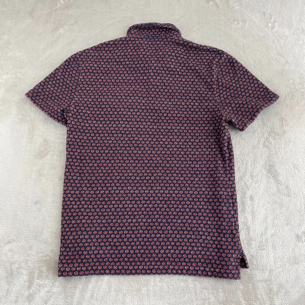 J.Crew Terry Polo Shirt Men‎ Medium Geometric Floral AOP Short Sleve Pocket NWOT
